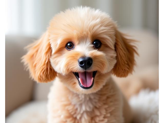 Wagashi Pet Suitesでくつろぐ、笑顔のトイプードル