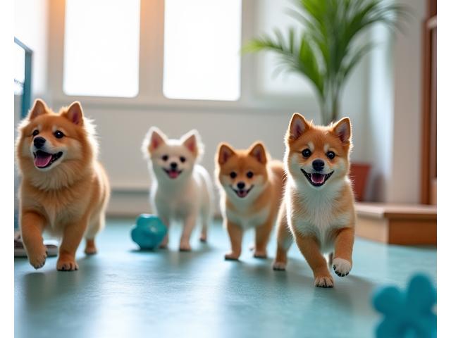 デイケアで楽しく遊ぶ犬たち