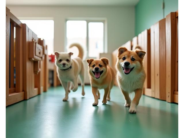 ドッグデイケアで遊ぶ犬たち
